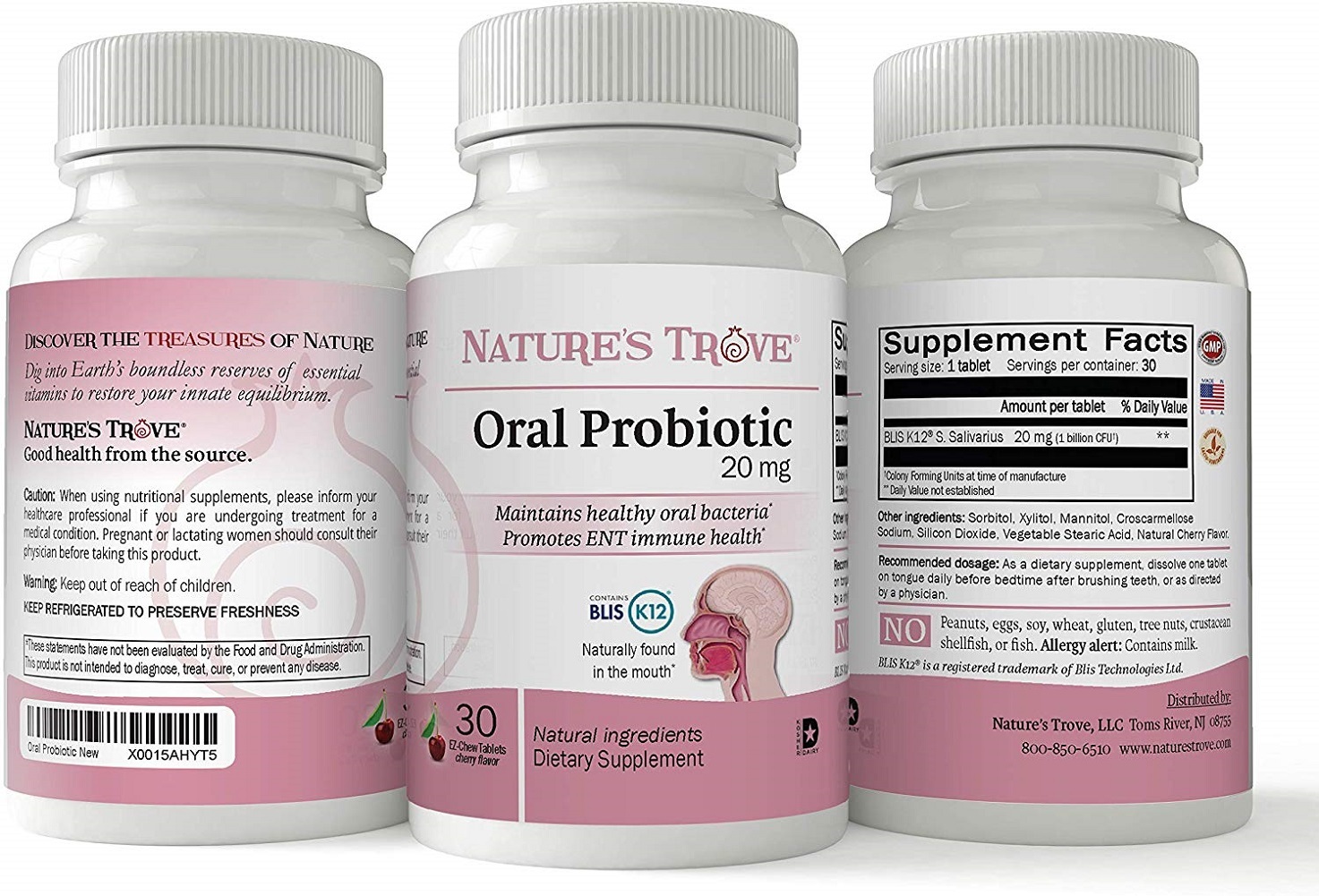 BLIS K12 - Oral Probiotic By Nature's Trove - 30 EZ Chew Tablets Cherry ...