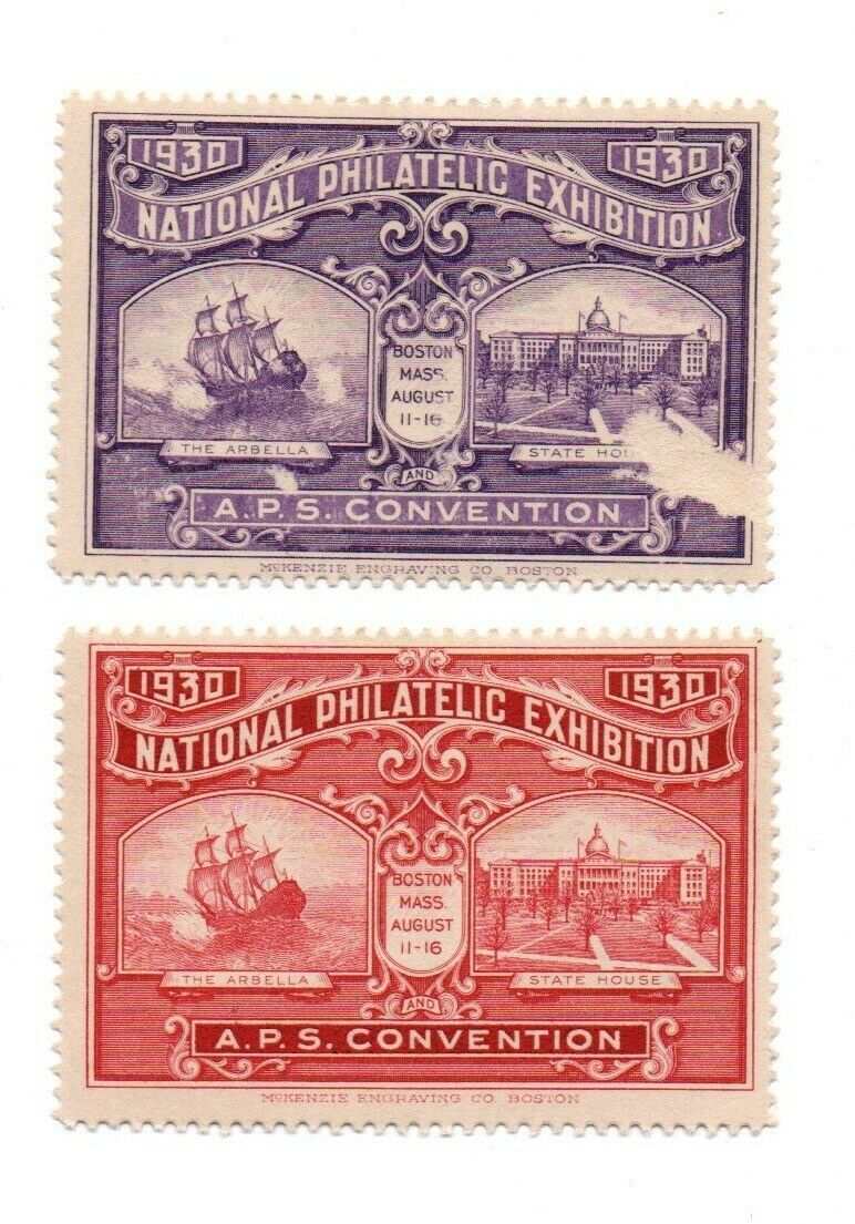 Pair 1930 National Philatelic Exhibition APS Convention Stamps United