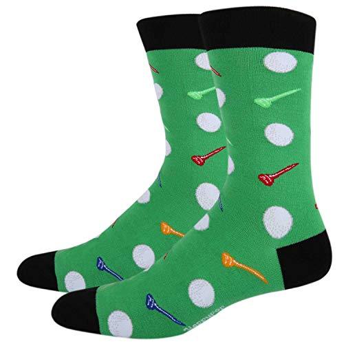 Men's Novelty Funny Sports Golf Ball Crew Socks, Funky Cool Golfer Gift Socks