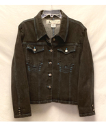 Vintage 1980s Coyote Mood jean jacket women&#39;s XL black stretch denim 80s - $15.00