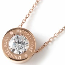 NEW Michael Kors Rose Gold Tone Crystal MK Logo Pendant Necklace.MKJ5342791 - $49.99