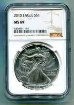 2010 American Silver Eagle Ngc MS69 New Brown Label Premium Quality Nice Coin Pq - £41.66 GBP