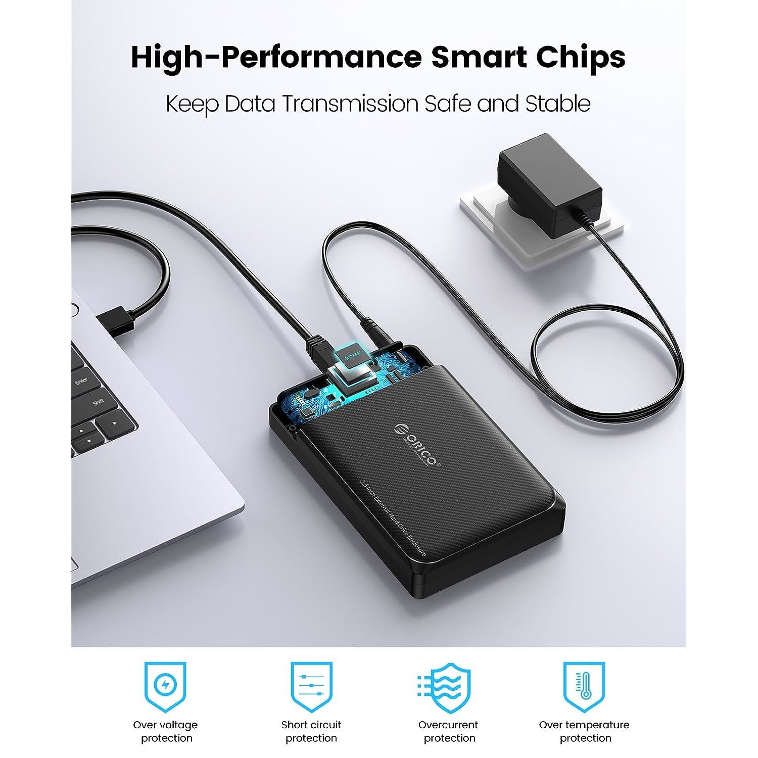 ORICO Hard Drive Enclosure 3.5, Tool Free USB 3.0 External Hard Drive