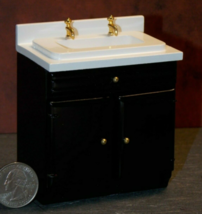 1 Pcs Kitchen Sink Cabinet Dollhouse Miniature Wood 1:12 one inch scale ... - $56.00