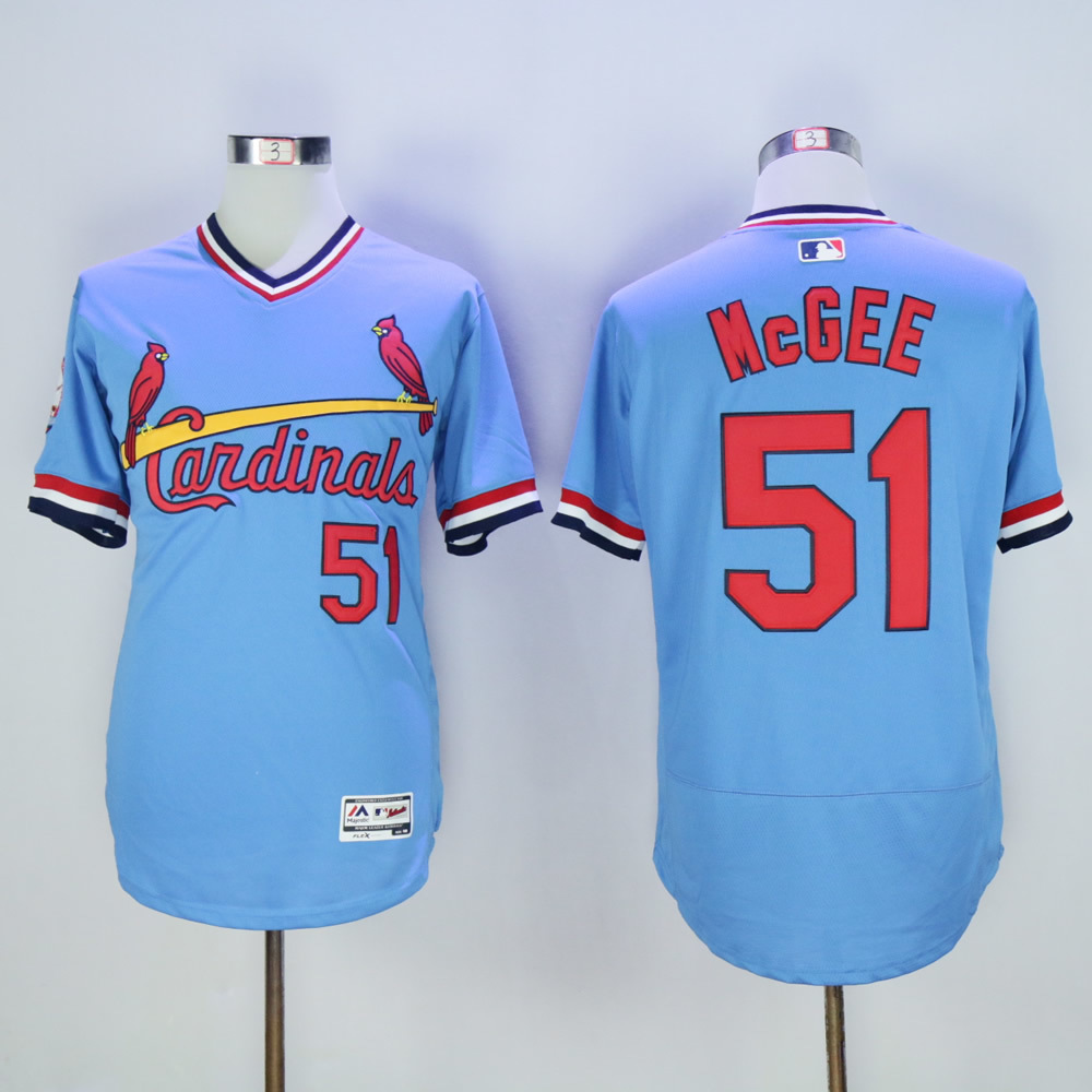 St.Louis Cardinals 51 Willie McGee Jersey Blue Retro Header 2016