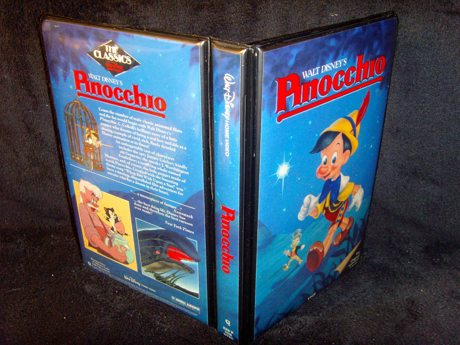 Vintage Pinocchio Vhs Walt Disney Early Release Black Padded Clamshell ...