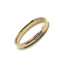 18K YELLOW GOLD BAND TRILOGY 3 DIAMONDS CT 0.03 UNOAERRE 3mm RING, MADE IN ITALY image 2