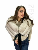 Natural Fox Fur Shawl 47' (120cm) Saga Furs Fox Collar Ribbon Fur Wrap Wide Fur image 7