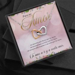 Para Mi Amor Interlocking Hearts Necklace With Message Card