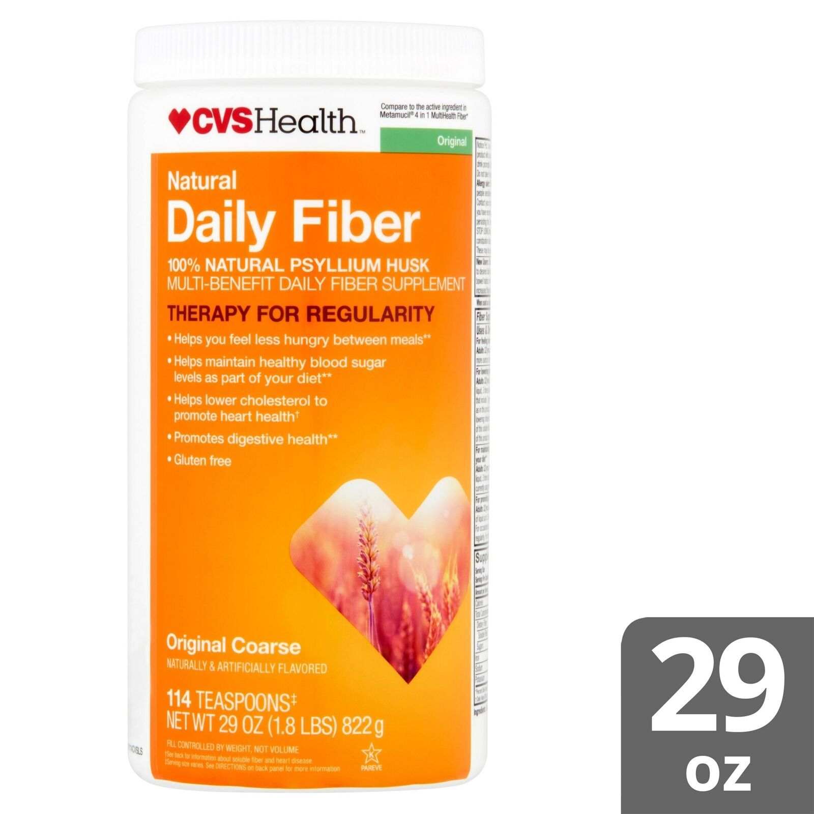 CVS Original Natural Daily Fiber Smooth Dissolving Psyllium Husk 114