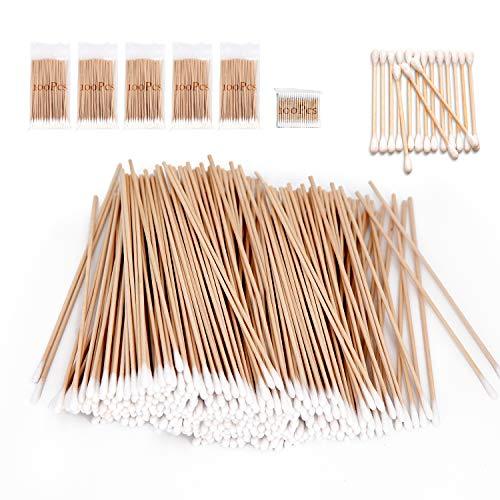 500 Pcs Long Wooden Cotton Swabs, Cleaning Sterile Single Sticks Ball