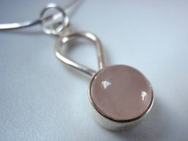 Rose Quartz Sphere on Hoop Sterling Silver Necklace New Corona Sun Jewelry - $11.69
