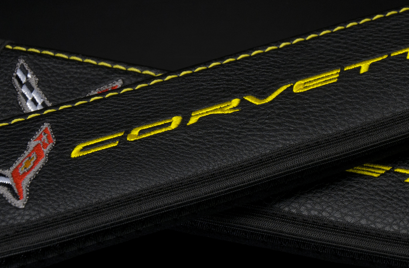 Car Seat belt Shoulder Pads fits Chevrolet Corvette C8 Black Leather