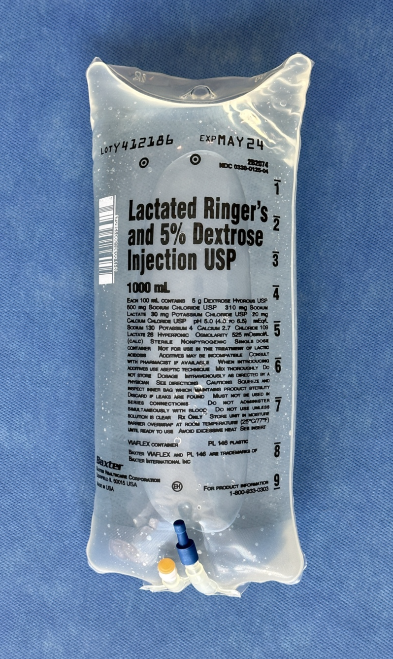 IV Fluid Bag of 5 Dextrose in Lactated Ringer's (D5LR) Injection