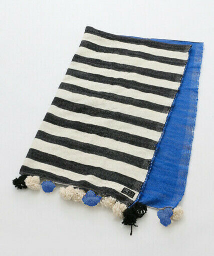 Darkroom Half Stripe ISDR011 Wool Blanket Blue