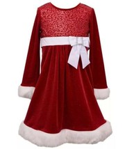 Girls Santa Christmas Dress Bonnie Jean Glitter Sequined Holiday Party $68-sz 16 - $43.56