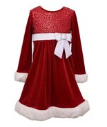 Girls Santa Christmas Dress Bonnie Jean Glitter Sequined Holiday Party $... - $43.56