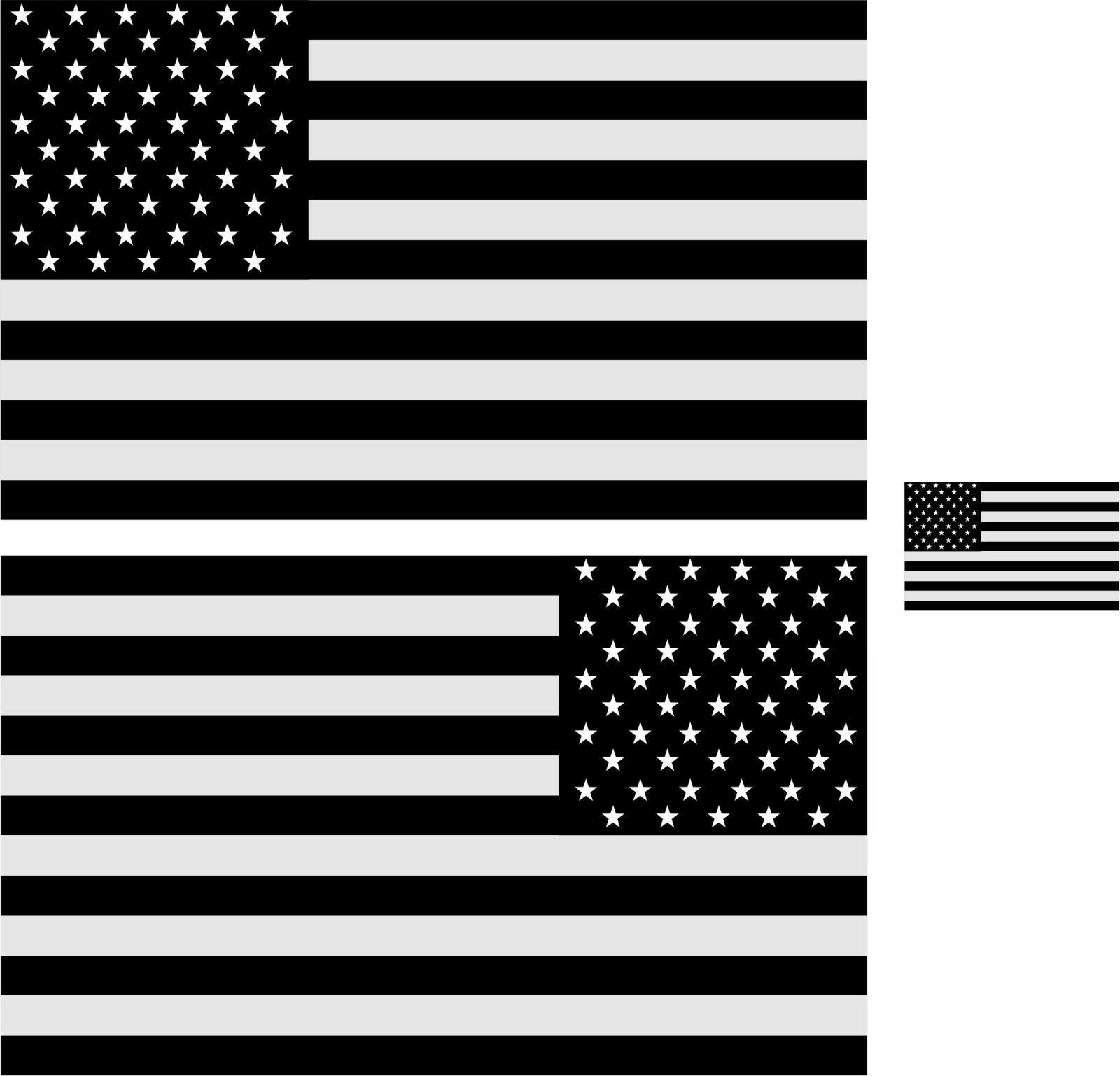 5" American Flag 3M REFLECTIVE Black/White Stickers (x3) Decal Standard/Reverse Graphics Decals