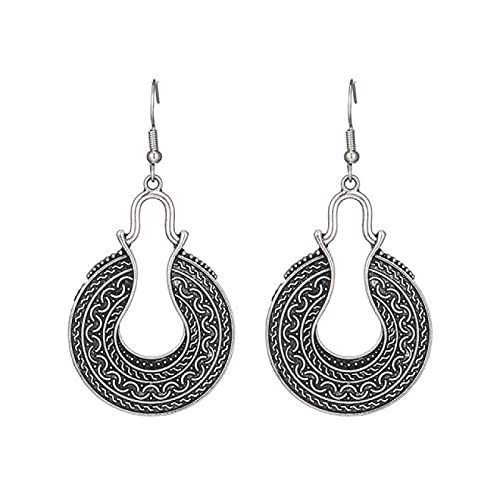 Vintage Ethnic Silver Color Dangle Drop Earrings Hanging for Women Female