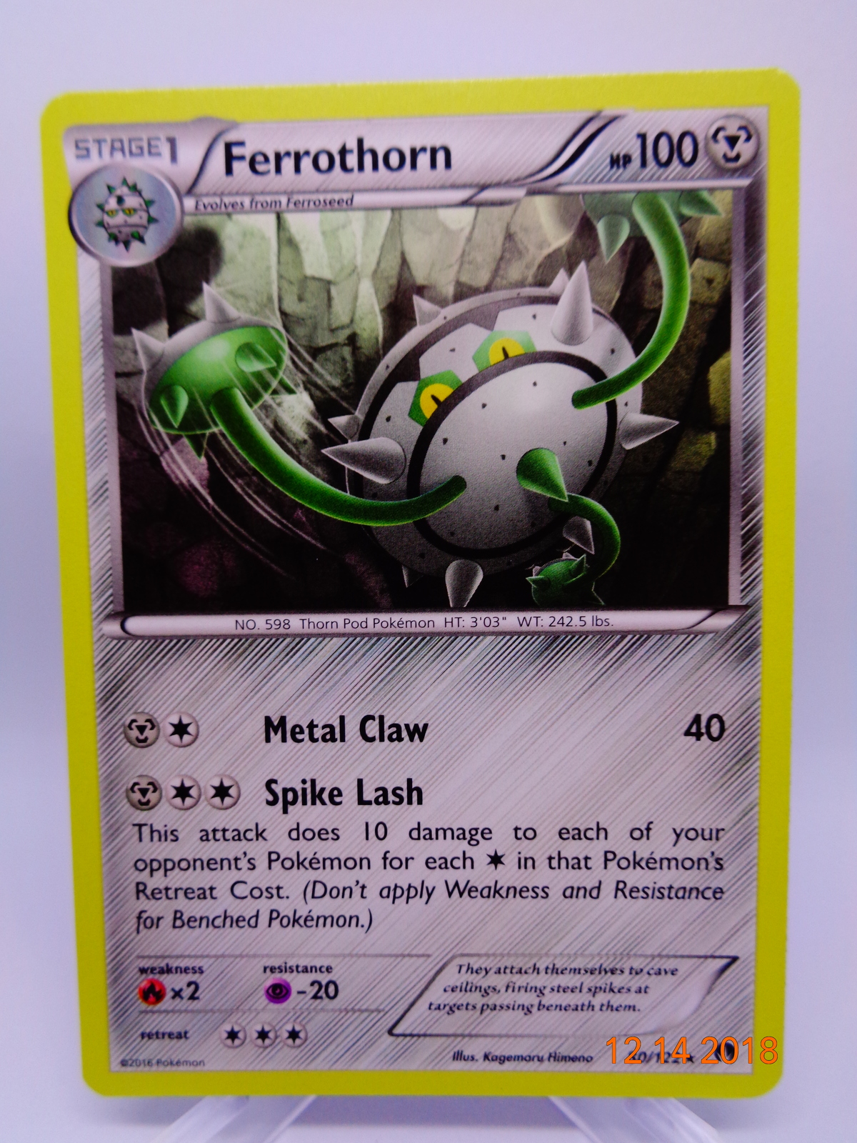 Ferrothorn 80 122 Rare HoloFoil Pokemon Card NM XY Breakpoint Set 