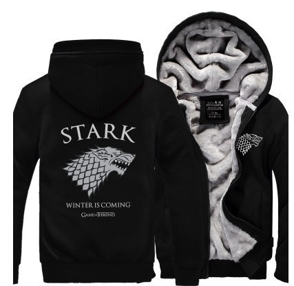 Game of Thrones Direwolf Thickening Male and Female Hooded Winter Jacket Fleece