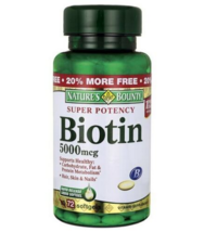 Nature&#39;s Bounty Super Potency Biotin 5,000 mcg 72 Sgels - $34.86