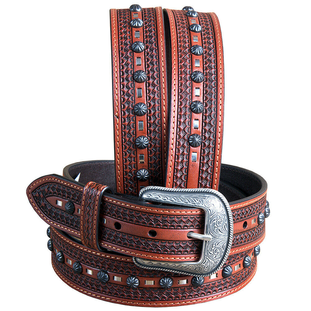 3D Natural Mens Basketweave Western Fashion Cowboy Belt U-4901 - Belts