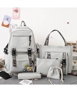 5 Pcs Set Harajuku Women Laptop Backpack Canvas School Bags For Teenage ... - $50.45