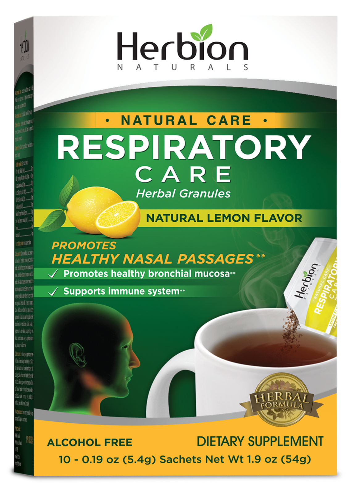 Herbion Naturals Respiratory Care Granules Lemon Flavour 10 sachets