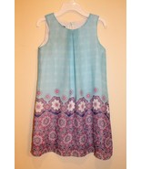 EUC IZ Byer Girls 12 Blue Purple White Pink Floral Summer Sheath Dress S... - $4.99