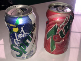 Vintage 1994 Diet Sprite Can &amp; Vintage Cherry 7Up Can (Rough Shape) - $3.87