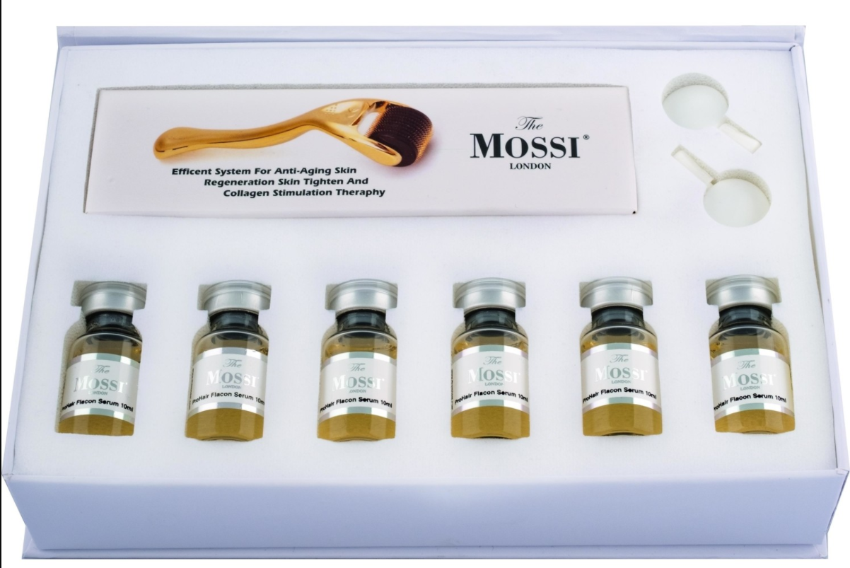 The Mossi London Hair Loss Therapy Serum Set (6 Vial Serum Set with Dermoroller)