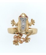 14k Yellow Gold Diamond Frog Ring Size 6.75 Jewelry - Leg Moves! (#J6096) - $564.30