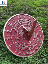  NauticalMart 40th Ruby 2022 Wedding Anniversary Large Sundial Gift Red image 3