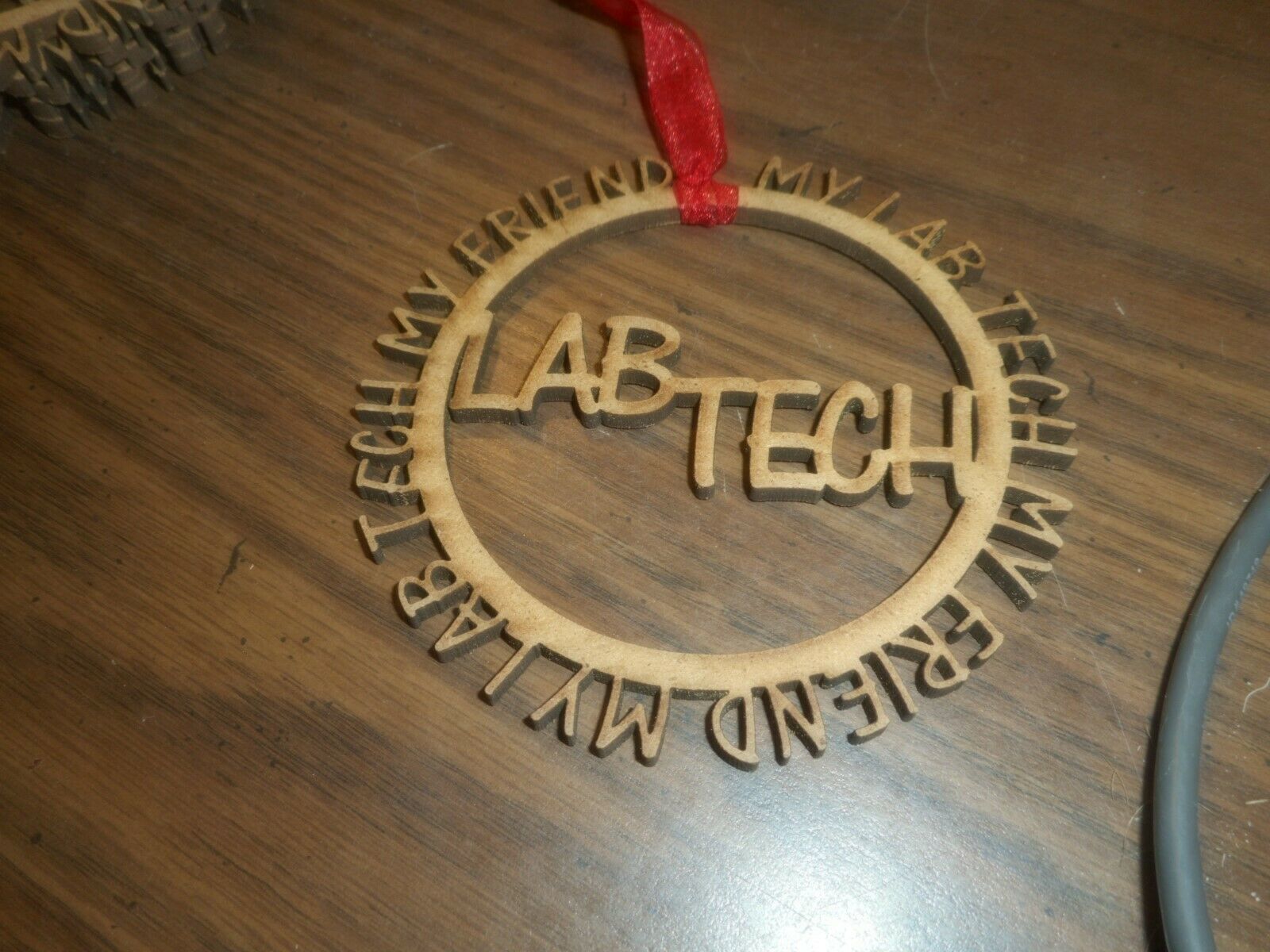 Laser Cut Wood Words MY FRIEND MY LAB TECH/READY TO HANG 4 INCH ROUND