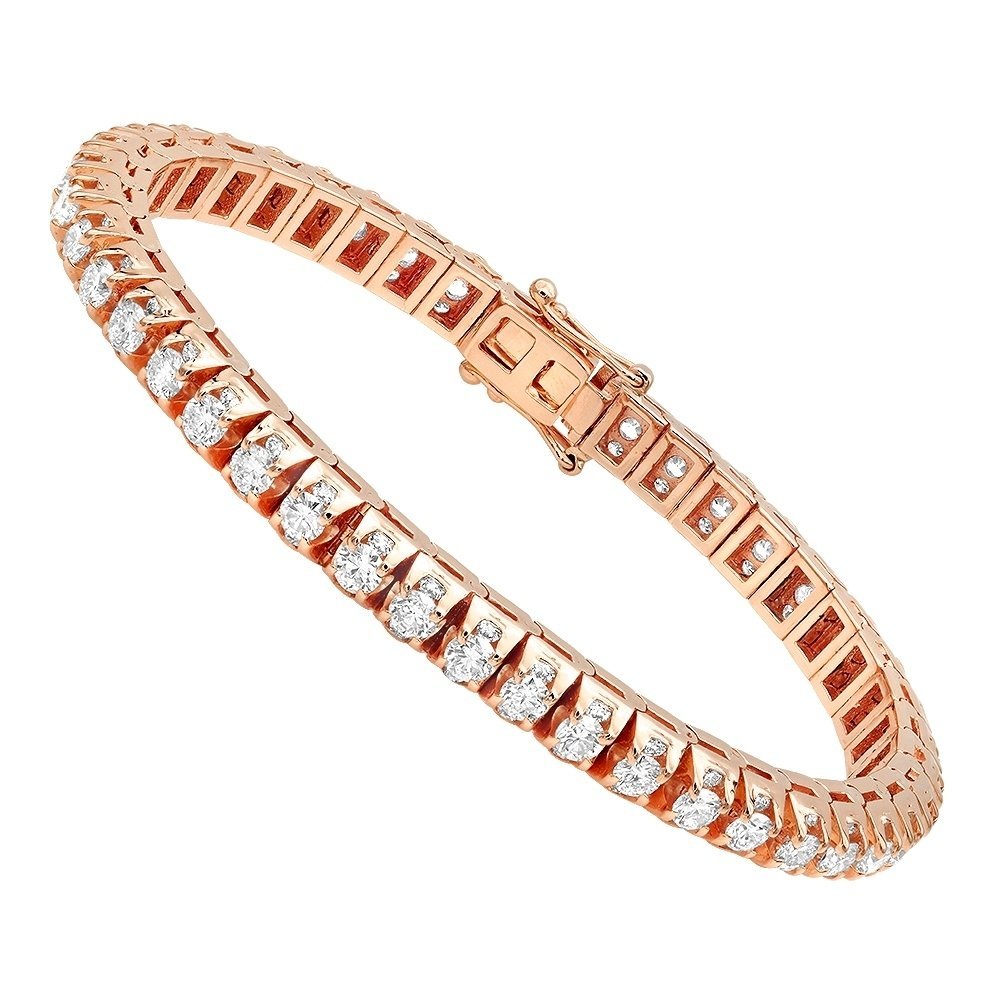11Ct Diamond Tennis Bracelet For Men & Women in 14k Rose Gold Fn