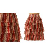 Anthropologie Tiered ZigZag Skirt 10 Large Rust Crinkled Crepe Electric ... - £48.88 GBP