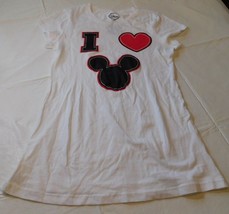 Disney Juniors Womens short sleeve t shirt white I Love Disney Size L 11/13 - $29.53