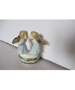 kissing angels collectible, angel trinket box, ceramic angel, cherub jew... - $17.50