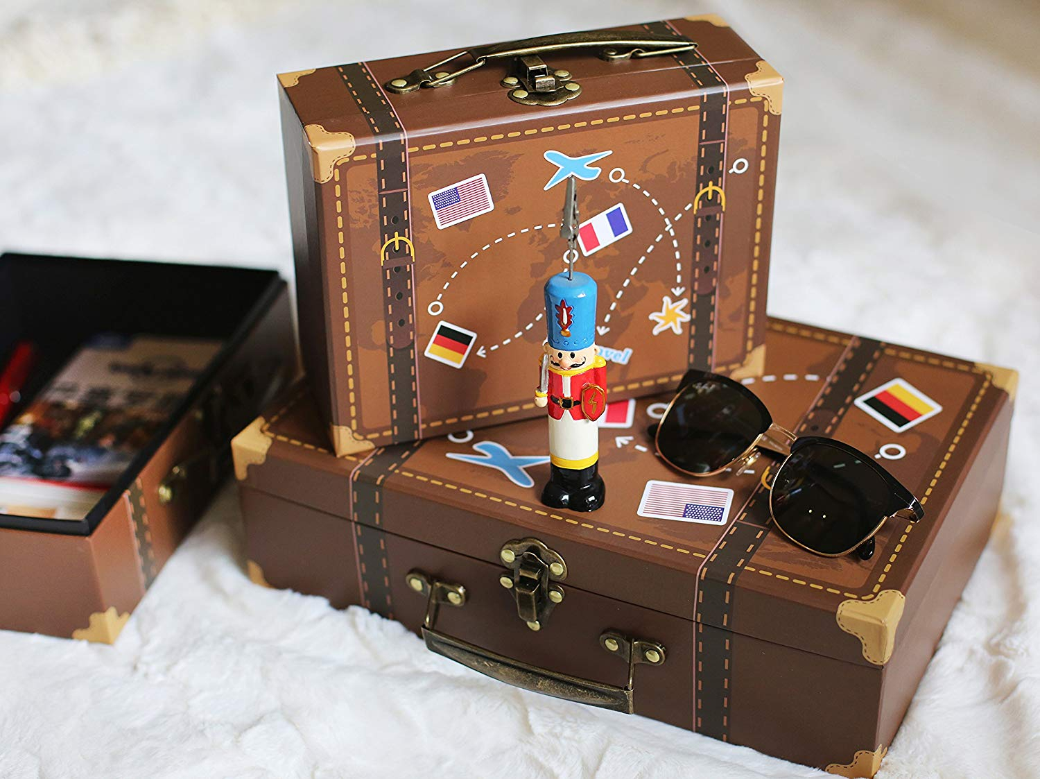 SLPR Paperboard Suitcases (Set Of 3, Travel) Decorative Boxes For