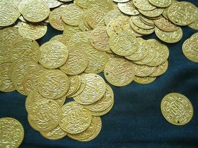 100 X-LARGE Real Brass Belly Dance Scarf Coins Belt Costume Beads...GOLD Tone