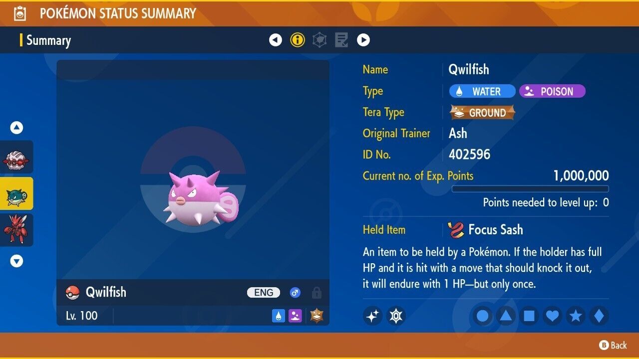 Shiny Qwilfish 6IVs Tera Type: Ground Pokémon Scarlet and Violet ...