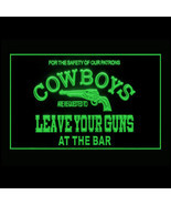 220034B Cowboys Leave Your Guns At The Bar Western cool Exhibit LED Light Sign - $21.99