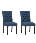 2 PC High Tufted Button Padded Fabric Upholstered Dining Kitchen Seat Si... - $157.97