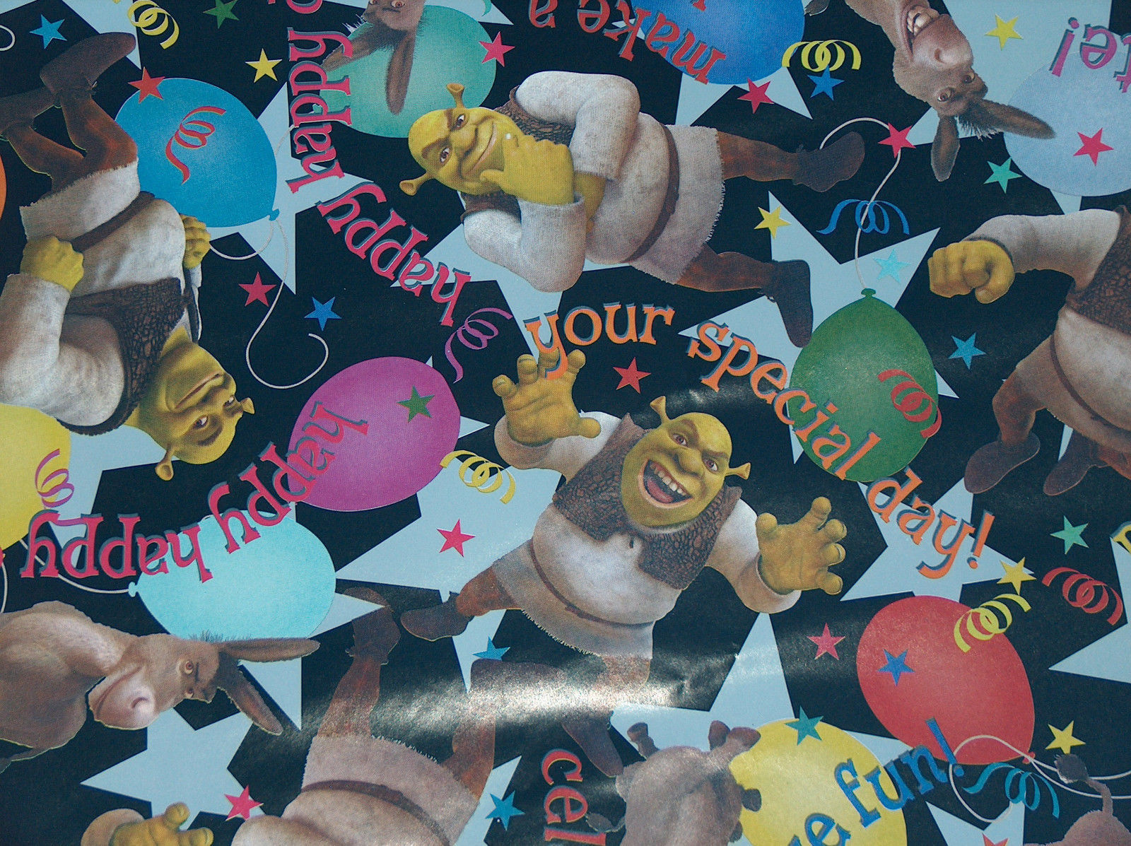 2010 Shrek Forever After BIG 2' X 17' Birthday Party Book Cover Wrapping Paper - Wrapping Paper