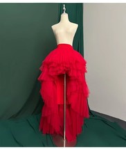 RED High Low Tulle Maxi Skirt Outfit Hi-lo Layered Tulle Skirt Prom Tulle Skirts