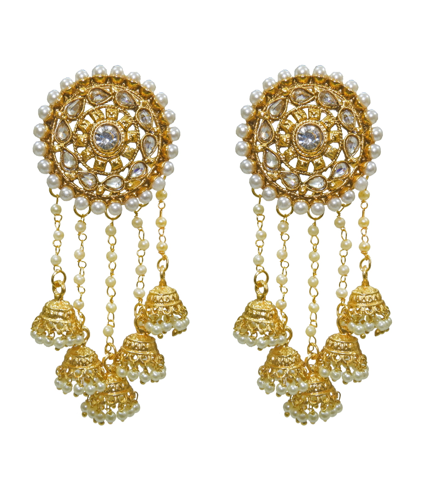 Babosa Sakhi Bahubali Earrings Polki Pearl Jhumki Jhumka With Kaan Sahara Chain Earrings 0825