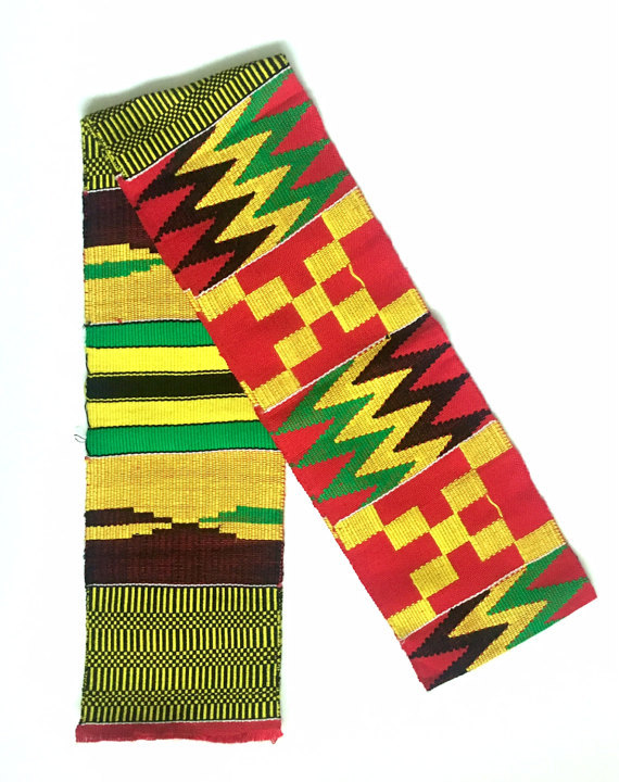 Handwoven Kente Scarf Kente Stole Asante Sash African Textile African Art Cloth 