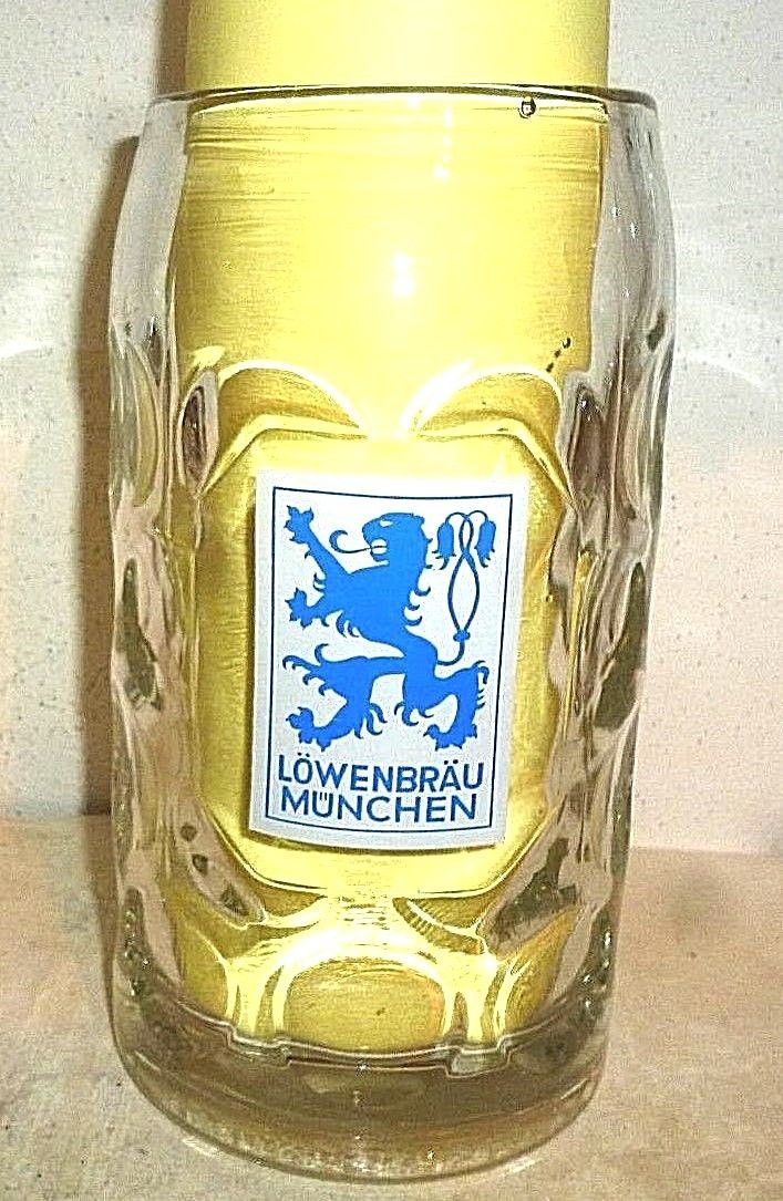 Brauerei Lowenbrau Munich 1l Masskrug German Beer Glass Germany 6198