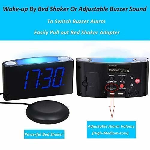 Loud Alarm Clock Bed Shaker for Heavy Sleepers Deaf Elderly Kids